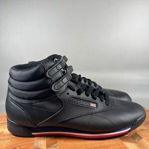Reebok Freestyle Hi Womens Black Leather High Top Sneakers Size 8